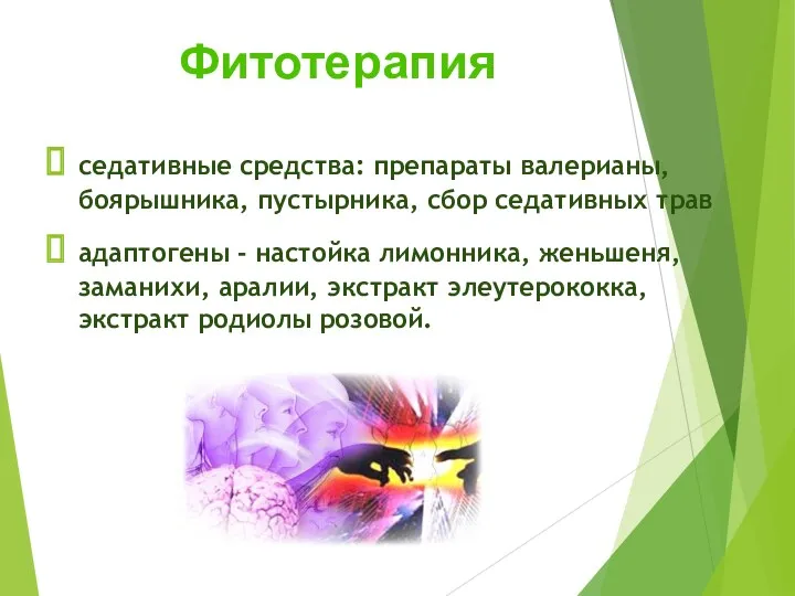 седативные средства: препараты валерианы, боярышника, пустырника, сбор седативных трав адаптогены - настойка лимонника,