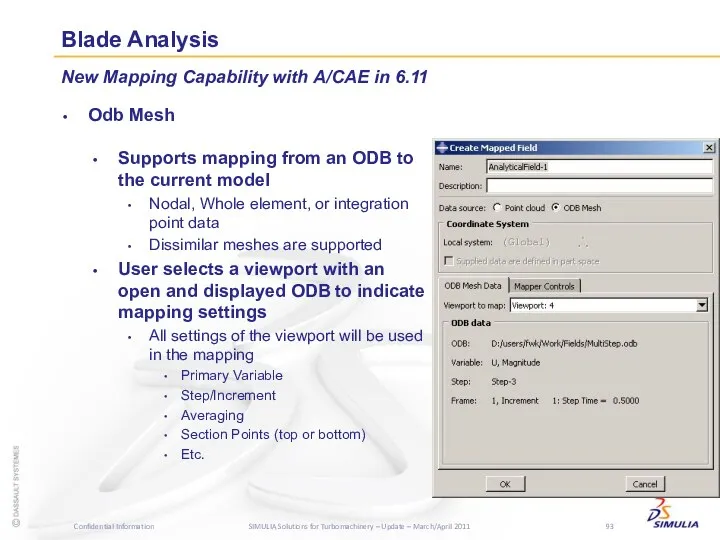 Blade Analysis Odb Mesh New Mapping Capability with A/CAE in