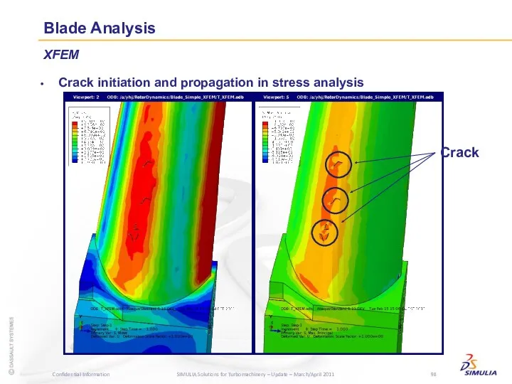 Blade Analysis XFEM Crack initiation and propagation in stress analysis Crack