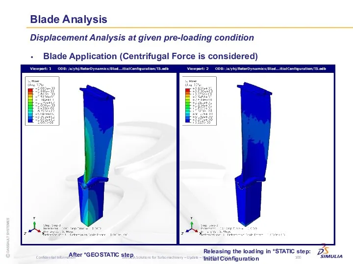 Blade Analysis Displacement Analysis at given pre-loading condition Blade Application