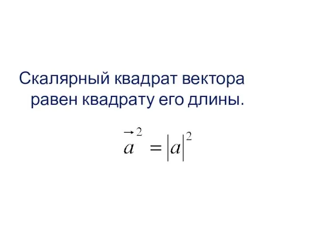 Скалярный квадрат вектора равен квадрату его длины.