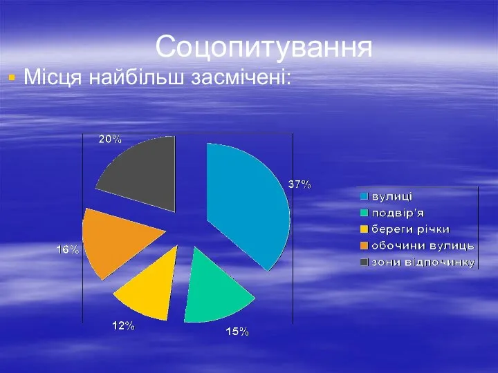 Соцопитування Місця найбільш засмічені: