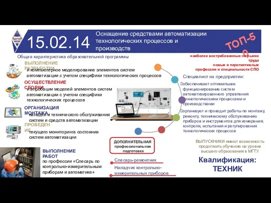 Наладчик контрольно- измерительных приборов 15.02.14 Оснащение средствами автоматизации технологических процессов