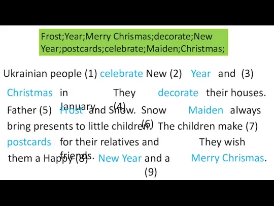 Frost;Year;Merry Chrismas;decorate;New Year;postcards;celebrate;Maiden;Christmas; Ukrainian people (1) celebrate New (2) Year