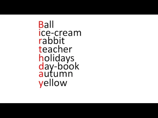 Ball ice-cream rabbit teacher holidays day-book autumn yellow