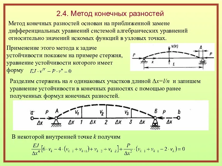 2.4. Метод конечных разностей Метод конечных разностей основан на приближенной