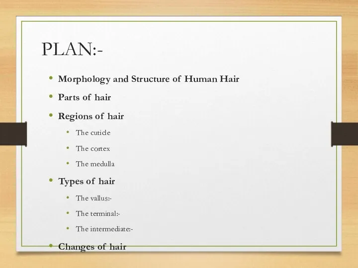 Morphology and Structure of Human Hair Parts of hair Regions