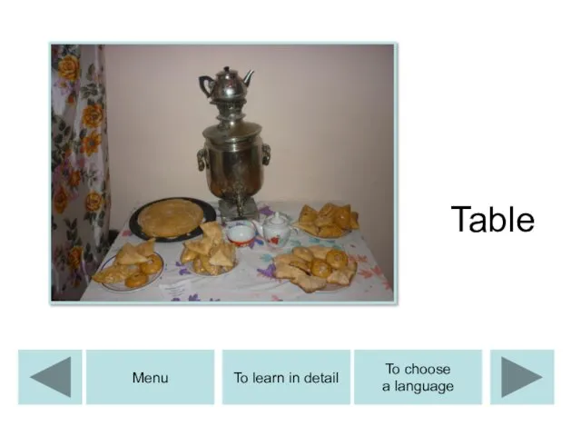 Table To learn in detail Menu To choose a language