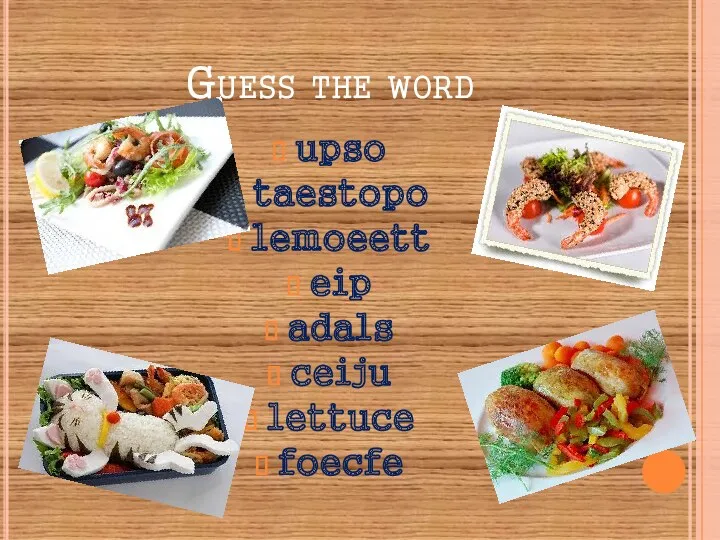 Guess the word upso taestopo lemoeett eip adals ceiju lettuce foecfe