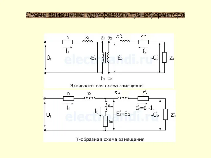 Схема замещения однофазного трансформатора х′2 r′2 X ′2 r′2