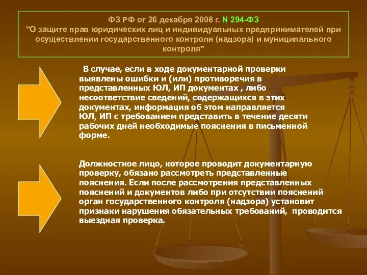 ФЗ РФ от 26 декабря 2008 г. N 294-ФЗ "О защите прав юридических