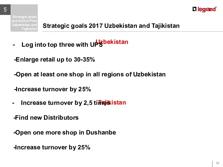 5 Strategic goals and Action Plan Uzbekistan and Tajikistan Uzbekistan