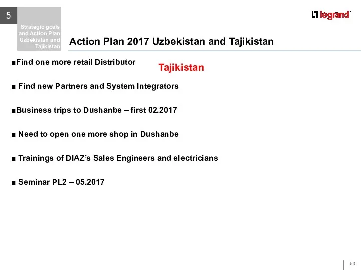 5 Strategic goals and Action Plan Uzbekistan and Tajikistan Action