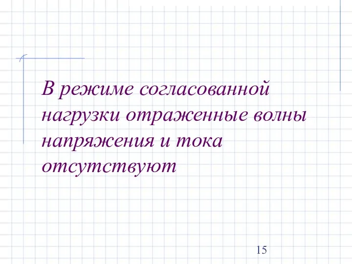 В режиме согласованной нагрузки отраженные волны напряжения и тока отсутствуют