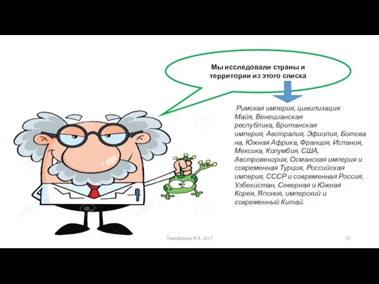 Римская империя, цивилизация Майя, Венецианская республика, Британская империя, Австралия, Эфиопия,