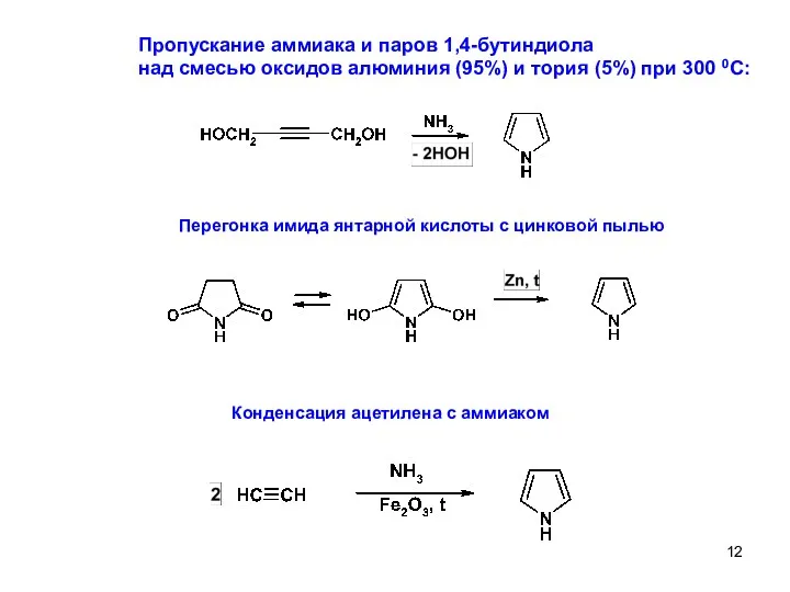 Пропускание аммиака и паров 1,4-бутиндиола над смесью оксидов алюминия (95%)