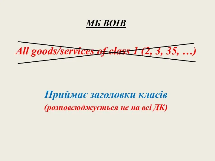 МБ ВОІВ All goods/services of class 1 (2, 3, 35,