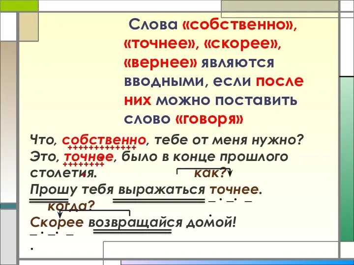 Слова «собственно», «точнее», «скорее», «вернее» являются вводными, если после них