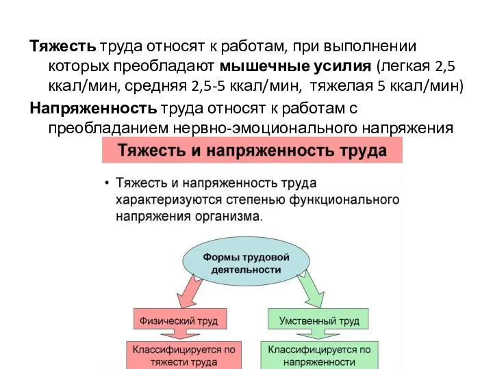 Тяжесть труда относят к работам, при выполнении которых преобладают мышечные