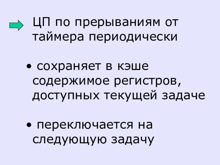 ЦП по прерываниям от таймера периодически сохраняет в кэше содержимое