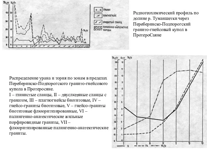 Радиогеохимический профиль по долине р. Туманшетки через Переберинско-Подпорогский гранито-гнейсовый купол