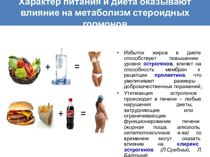 Характер питания и диета оказывают влияние на метаболизм стероидных гормонов