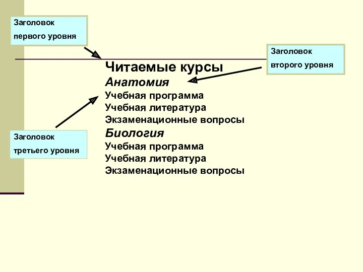 Читаемые курсы Анатомия Учебная программа Учебная литература Экзаменационные вопросы Биология