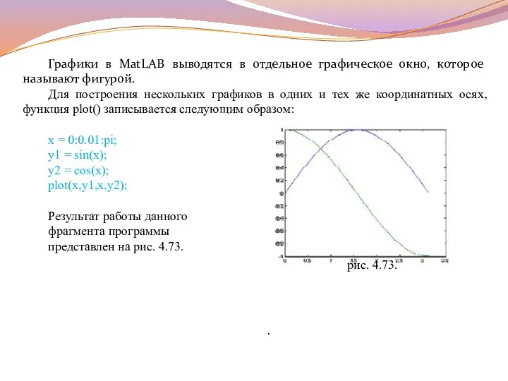 Графики в MatLAB выводятся в отдельное графическое окно, которое называют