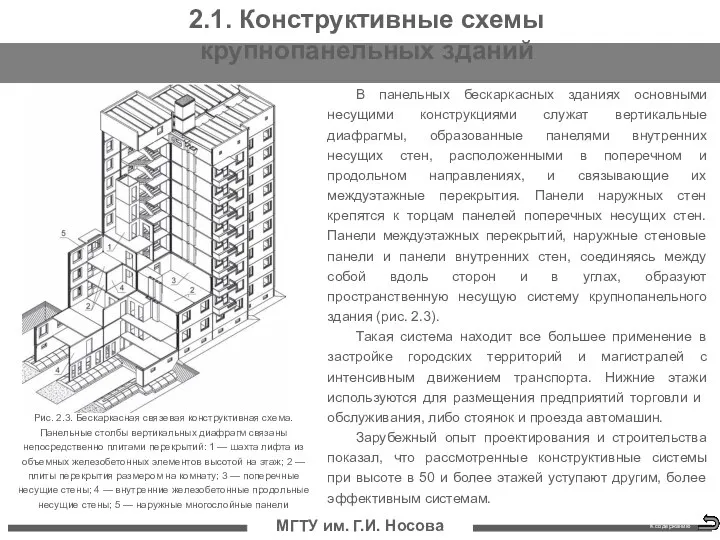 МГТУ им. Г.И. Носова В панельных бескаркасных зданиях основными несущими