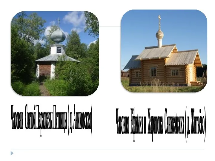 Часовня Святой Параскевы Пятницы ( д. Аниковская) Часовня Ефимия и Харитона Сянжемских ( д. Житьёво)