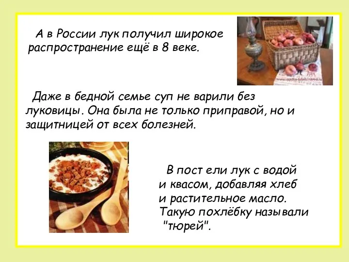 Даже в бедной семье суп не варили без луковицы. Она