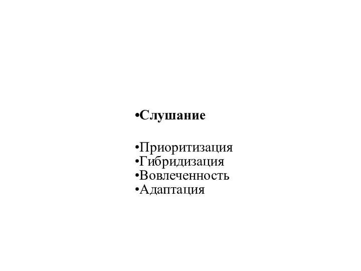 Слушание Приоритизация Гибридизация Вовлеченность Адаптация