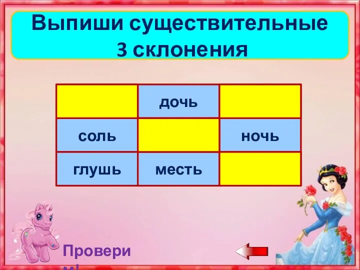 Выпиши существительные 3 склонения Проверим!