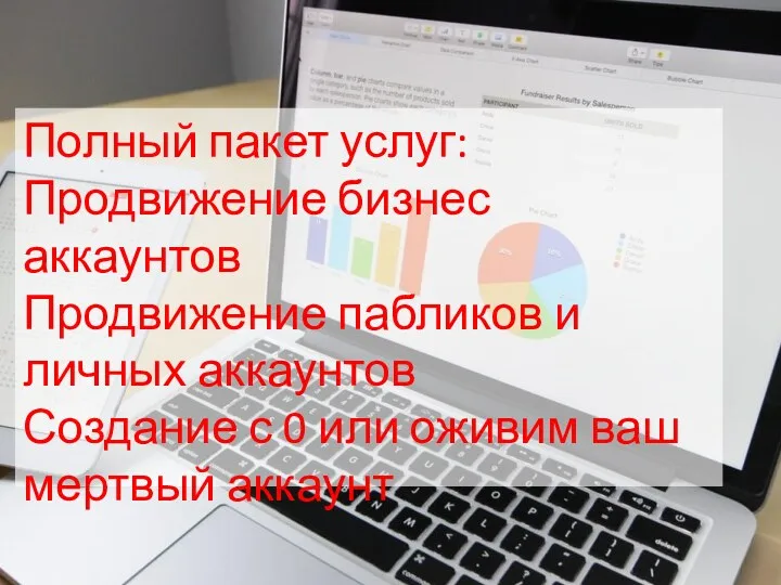 Полный пакет услуг: Продвижение бизнес аккаунтов Продвижение пабликов и личных