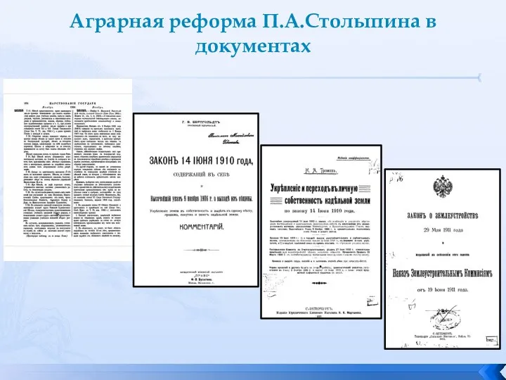 Аграрная реформа П.А.Столыпина в документах