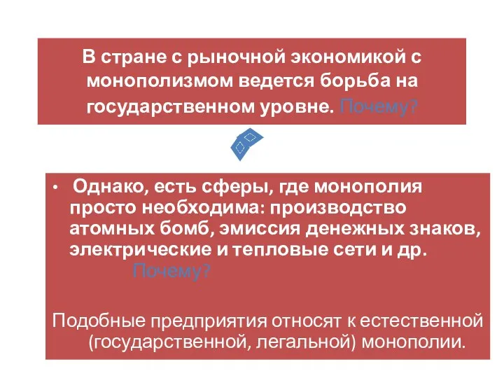 В стране с рыночной экономикой с монополизмом ведется борьба на