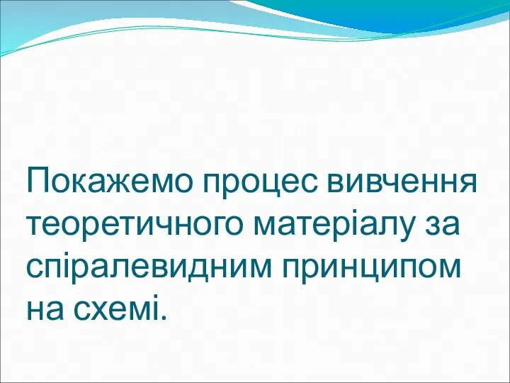 Покажемо процес вивчення теоретичного матеріалу за спіралевидним принципом на схемі.