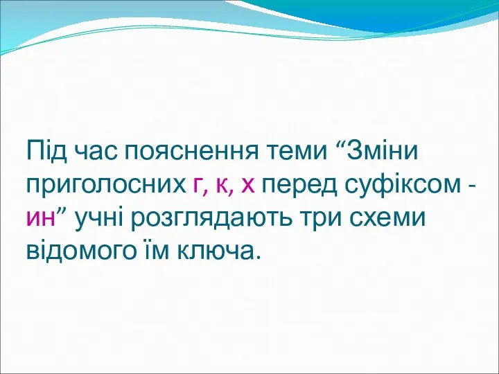 Під час пояснення теми “Зміни приголосних г, к, х перед