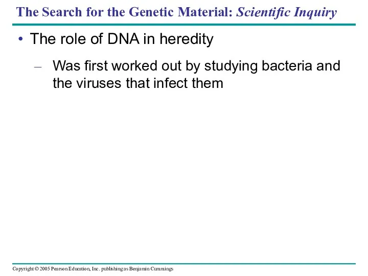 The Search for the Genetic Material: Scientific Inquiry The role