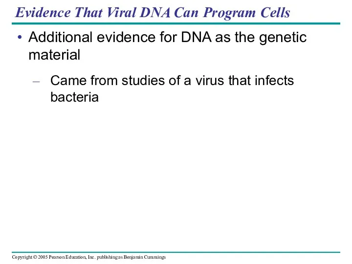 Evidence That Viral DNA Can Program Cells Additional evidence for