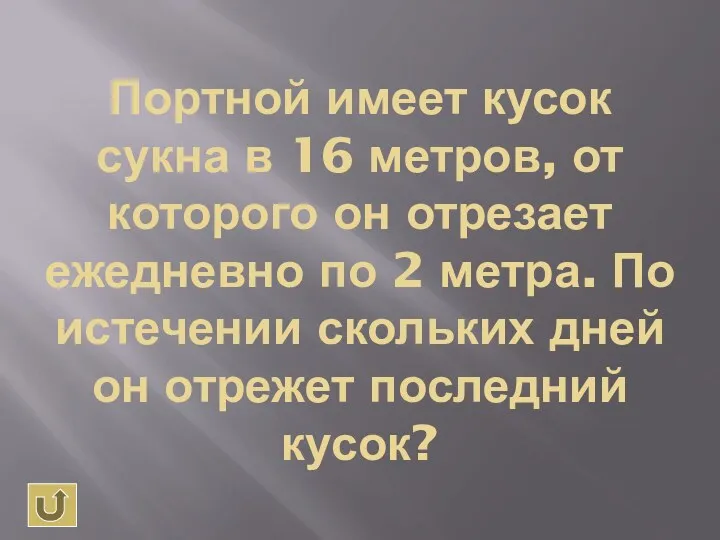 Портной имеет кусок сукна в 16 метров, от которого он