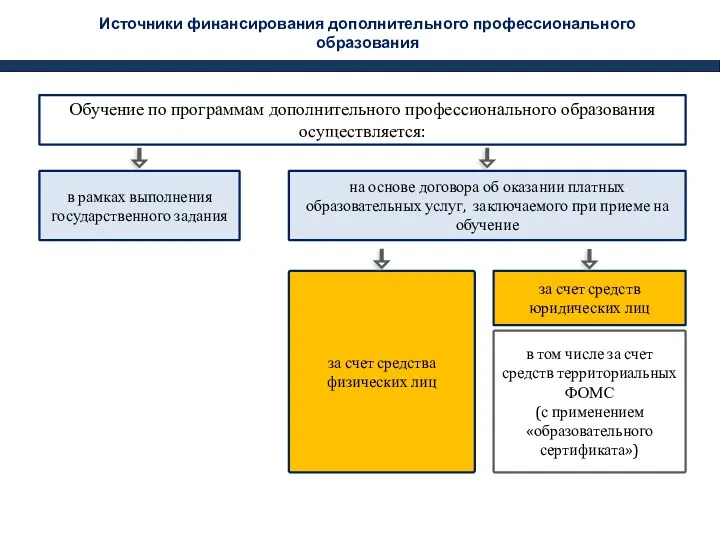 Источники финансирования дополнительного профессионального образования Обучение по программам дополнительного профессионального