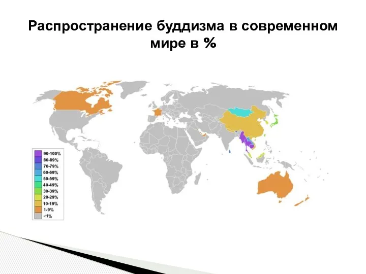 Распространение буддизма в современном мире в %