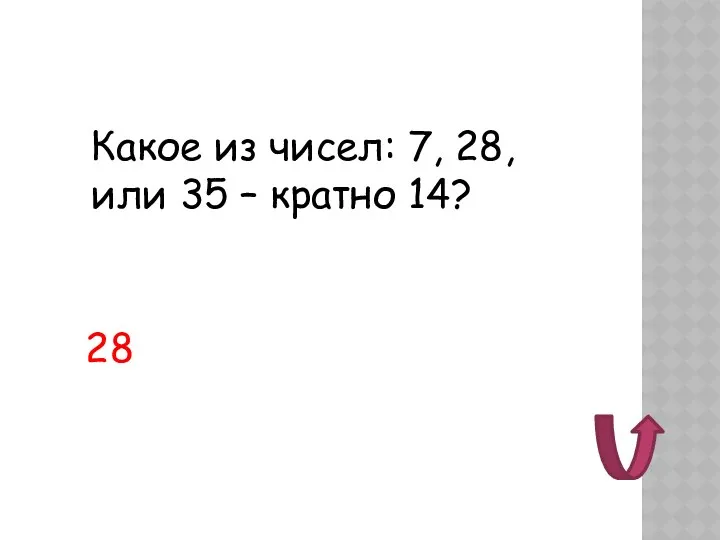 Какое из чисел: 7, 28, или 35 – кратно 14? 28