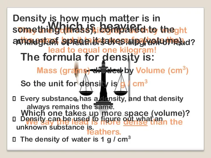 Which is heavier . . . A kilogram of feathers