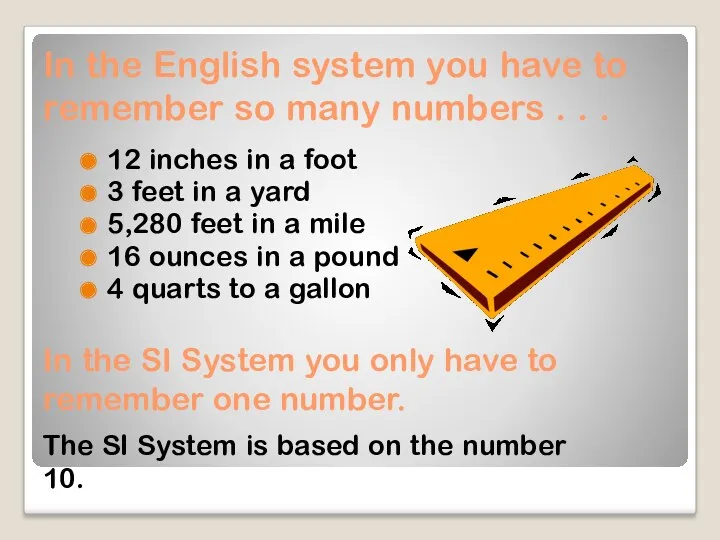 In the English system you have to remember so many