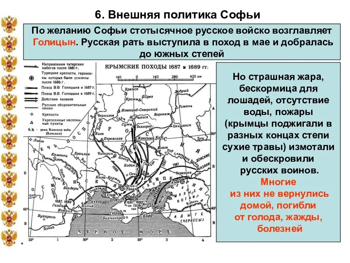 * 6. Внешняя политика Софьи По желанию Софьи стотысячное русское