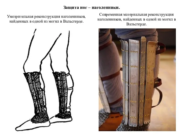Защита ног – наголенники. Умозрительная реконструкция наголенников, найденных в одной из могил в