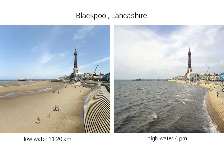 Blackpool, Lancashire low water 11:20 am high water 4 pm