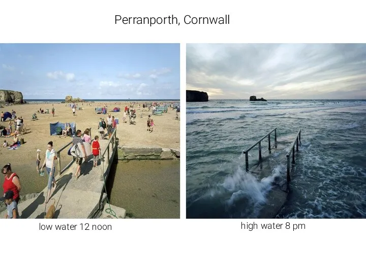 Perranporth, Cornwall low water 12 noon high water 8 pm